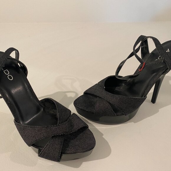 Aldo Denim Peep Toe Stiletto Heels Size 40 (US size 10) - Picture 2 of 7